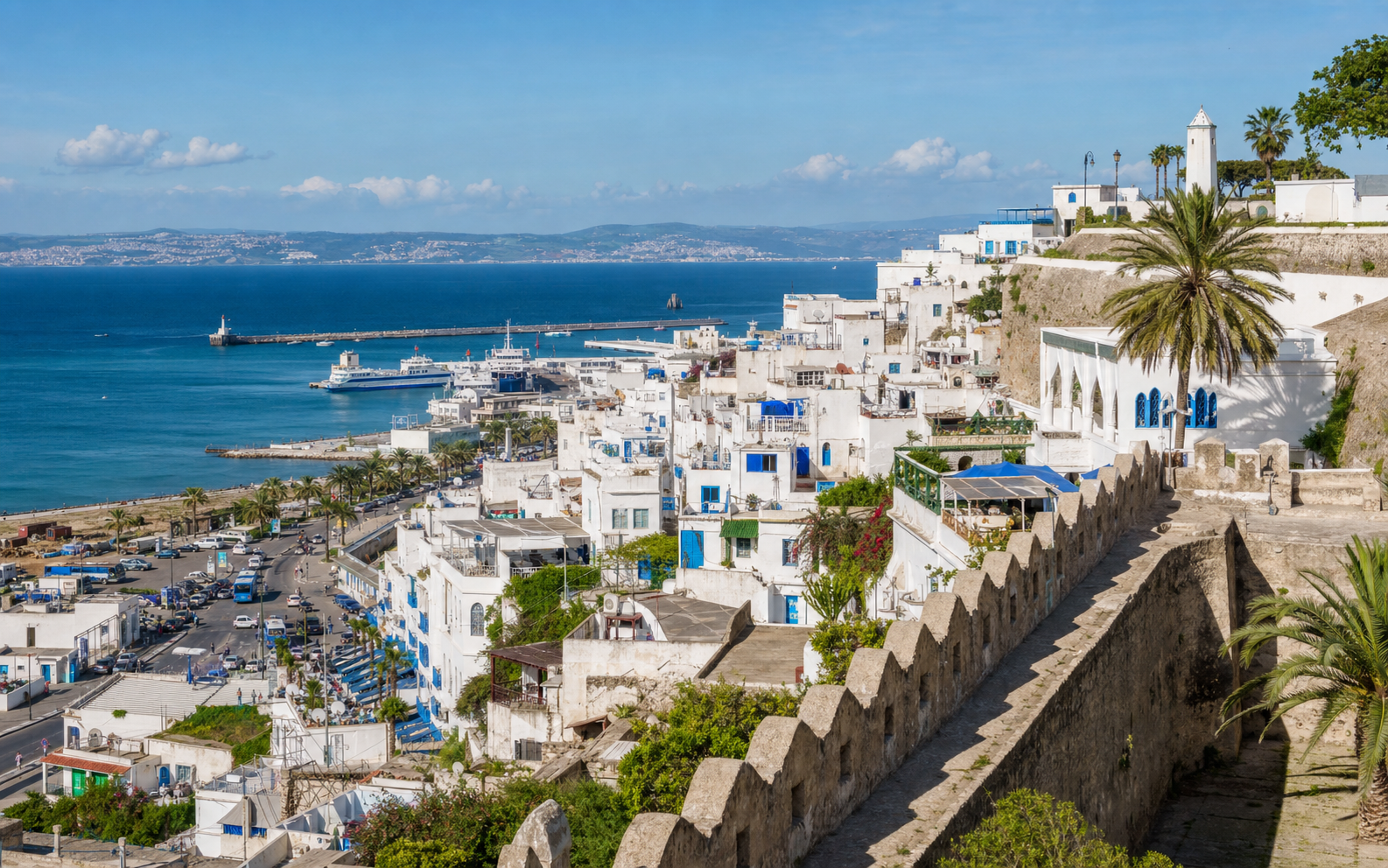 Tangier medina and harbor overlooking the Strait of Gibraltar